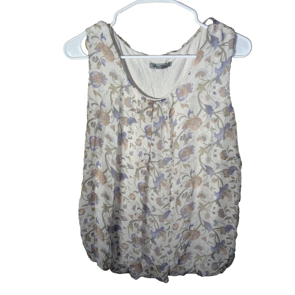 Elena Baldi Tank Top Women's Medium Made In Italy Lined Sleeveless Floral